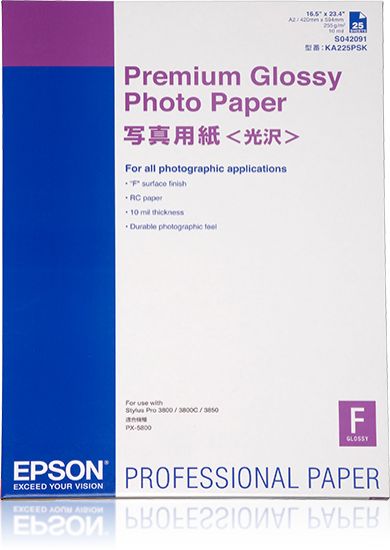 Image de Epson Pap Photo Premium Glacé 255g 25f. A2 (0,420x0,594m) (C13S042091)
