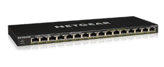 Image de NETGEAR GS316P Non-géré Gigabit Ethernet (10/100/1000) Connexion Ethernet, supportant l'alimentation via ce port (PoE) Noir (GS316P-100EUS)