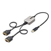 Image de StarTech.com Adaptateur USB vers Série de 2 Ports de 60cm, Vis/Écrous DB9 Interchangeables, COM Rétention, Câble Convertisseur USB-A vers DB9 RS232, FTDI, Protection ES ... (2P1FFC-USB-SERIAL)