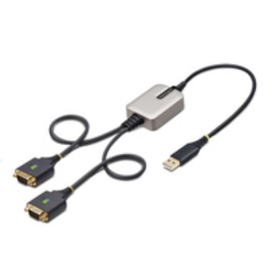 Image de StarTech.com Adaptateur USB vers Série de 2 Ports de 60cm, Vis/Écrous DB9 Interchangeables, COM Rétention, Câble Convertisseur USB-A vers DB9 RS232, FTDI, Protection ES ... (2P1FFC-USB-SERIAL)