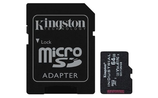 Image de Kingston Technology Carte 64GB microSDXC Industrielle C10 A1 pSLC + adaptateur SD (SDCIT2/64GB)