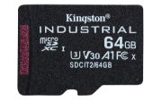 Image de Kingston Technology Carte 64GB microSDXC Industrielle C10 A1 pSLC + adaptateur SD (SDCIT2/64GB)