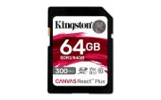 Image de Kingston Technology 64GB Canvas React Plus SDXC UHS-II 300R/260W U3 V90 for Full HD/4K/8K (SDR2/64GB)