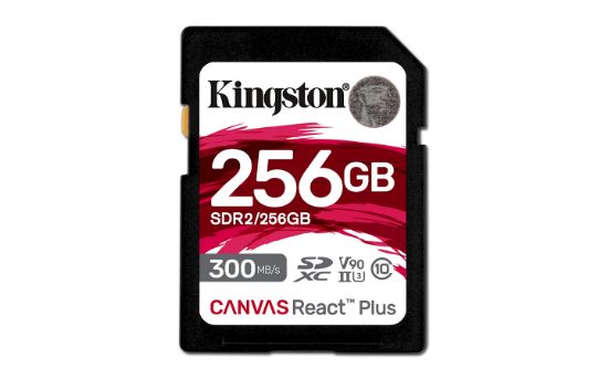 Image de Kingston Technology 256GB Canvas React Plus SDXC UHS-II 300R/260W U3 V90 for Full HD/4K/8K (SDR2/256GB)