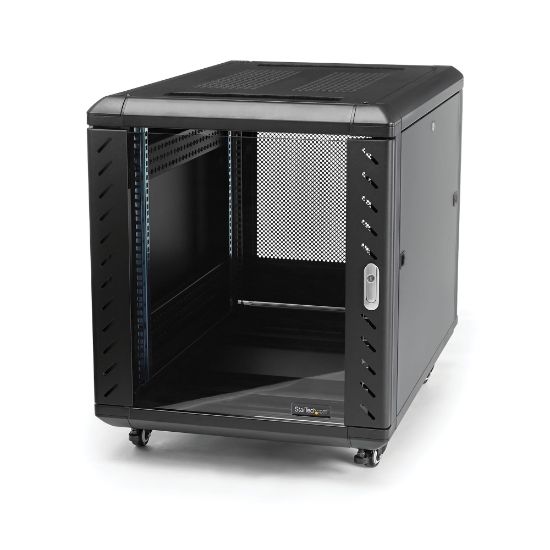 Image de StarTech.com Armoire Rack Serveur 12U à 4 Montants, Armoire Verrouillable 19" pour Ordinateur/AV/Équipement IT, Rack Réseau pour Bureau/Domicile avec Roulettes et Rails de Mont ... (RK1236BKF)