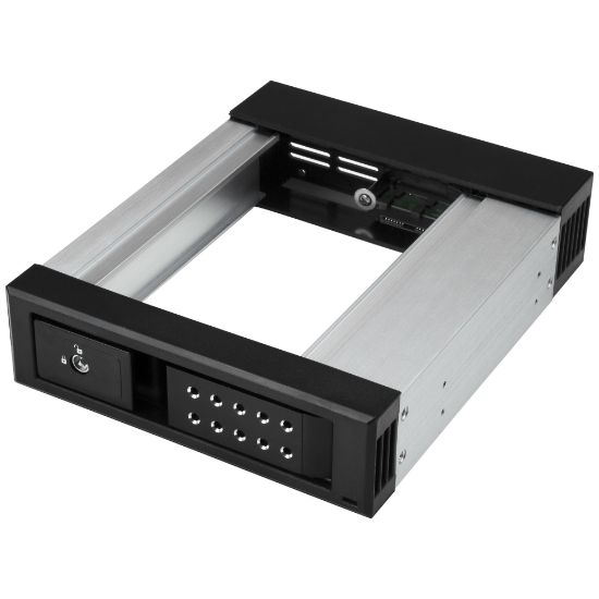 Image de StarTech.com Rack disque dur 5,25" vers 3,5" avec échange à chaud - Backplane HDD / SSD SATA/SAS 3,5" - Sans tiroir - Aluminium (HSB1SATSASBA)