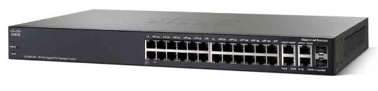 Image de Cisco 26x Gigabit Ethernet, 2x SFP slots, 2x 2 combo mini-GBIC, 56Gbps, 41.67mpps, VLAN, IPv6, SNMP, 16K MAC table, PoE 195W Switch - Noir (SG350-28P-K9-UK-RF)