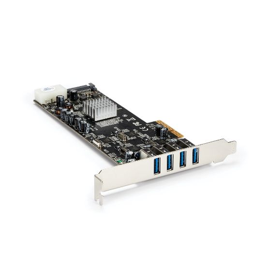Image de StarTech.com Carte Contrôleur PCI Express vers 4 Ports USB 3.0 avec 4 voies dédiés de 5 Gb/s - UASP - Alim SATA / LP4 (PEXUSB3S44V)