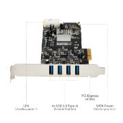 Image de StarTech.com Carte Contrôleur PCI Express vers 4 Ports USB 3.0 avec 4 voies dédiés de 5 Gb/s - UASP - Alim SATA / LP4 (PEXUSB3S44V)