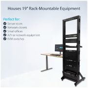 Image de StarTech.com Rack Serveur Mobile 42U à 2 Mâts, Rack Réseau 19" à 2 Mâts avec Roulettes, Rack Ouvert Roulant pour Équipement AV/Data/Media/IT, Rack Ordinateur pour la Maison/B ... (2POSTRACK42)