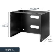Image de StarTech.com Support Mural pour Baie de Brassage 8U - Profondeur de 13,75" - Rack pour Panneau de Brassage 19" pour Équipement Réseau Peu Profond - Capacité de 36kg (WALLMOUNT8)