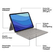 Image de Logitech Combo Touch for iPad Pro 11-inch (1st, 2nd, and 3rd generation) Sable Smart Connector AZERTY Français (920-010168)