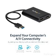 Image de StarTech.com Adaptateur USB 3.0 vers double DisplayPort 4K 60 Hz (USB32DP24K60)