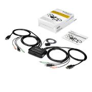 Image de StarTech.com Commutateur KVM à 2 ports USB 4K 60 Hz DisplayPort avec câbles incorporés (SV211DPUA4K)