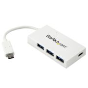 Image de StarTech.com Hub USB-C à 4 Ports avec 1x USB-C & 3x USB-A SuperSpeed - Alimenté par Bus - Hub USB 3.0 Portable - USB 3.2 Gen 1 (5Gbps) Type-C - Blanc (HB30C3A1CFBW)