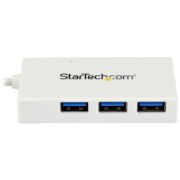 Image de StarTech.com Hub USB-C à 4 Ports avec 1x USB-C & 3x USB-A SuperSpeed - Alimenté par Bus - Hub USB 3.0 Portable - USB 3.2 Gen 1 (5Gbps) Type-C - Blanc (HB30C3A1CFBW)