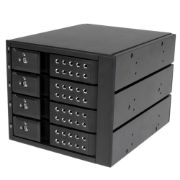 Image de StarTech.com Rack amovible / Backplane sans tiroir pour 4x HDD SAS II/SATA III 6Gb/s de 3,5" avec échange à chaud - Aluminium (HSB4SATSASBA)