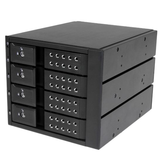 Image de StarTech.com Rack amovible / Backplane sans tiroir pour 4x HDD SAS II/SATA III 6Gb/s de 3,5" avec échange à chaud - Aluminium (HSB4SATSASBA)