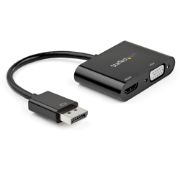 Image de StarTech.com Adaptateur DisplayPort vers HDMI VGA - Dongle Convertisseur Numérique Multiport Actif Vidéo d'Écran DP 1.2 Mâle vers HDMI 2.0 4K 60 Hz VGA Femelle pour PC/CG (DP2VGAHD20)