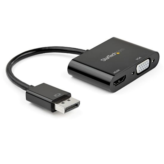 Image de StarTech.com Adaptateur DisplayPort vers HDMI VGA - Dongle Convertisseur Numérique Multiport Actif Vidéo d'Écran DP 1.2 Mâle vers HDMI 2.0 4K 60 Hz VGA Femelle pour PC/CG (DP2VGAHD20)