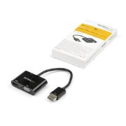 Image de StarTech.com Adaptateur DisplayPort vers HDMI VGA - Dongle Convertisseur Numérique Multiport Actif Vidéo d'Écran DP 1.2 Mâle vers HDMI 2.0 4K 60 Hz VGA Femelle pour PC/CG (DP2VGAHD20)