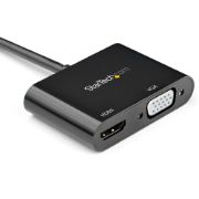 Image de StarTech.com Adaptateur DisplayPort vers HDMI VGA - Dongle Convertisseur Numérique Multiport Actif Vidéo d'Écran DP 1.2 Mâle vers HDMI 2.0 4K 60 Hz VGA Femelle pour PC/CG (DP2VGAHD20)