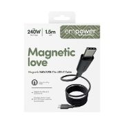 Image de PanzerGlass empower™ by ® Magnetic 240W USB-C to USB-C Cable | USB 2.0 | 1.5M | Space Black câble USB 1,5 m Transparent (EM68208)