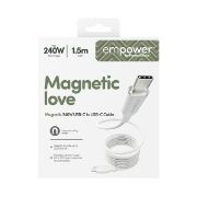 Image de PanzerGlass empower™ by ® Magnetic 240W USB-C to USB-C Cable | USB 2.0 | 1.5M | Silver White câble USB Blanc (EM84572)