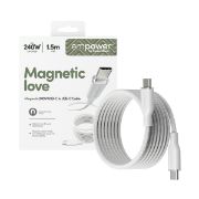 Image de PanzerGlass empower™ by ® Magnetic 240W USB-C to USB-C Cable | USB 2.0 | 1.5M | Silver White câble USB Blanc (EM84572)