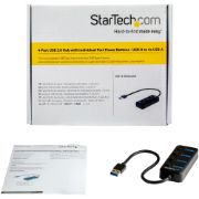 Image de StarTech.com Hub USB 3.0 4 Ports -USB-A vers 4x USB 3.0 Type-A avec 1x Interrupteur On/Off par Port- SuperSpeed USB 3.2 Gen 1 (5Gbps) - Alimenté par Bus - Portable - Câble 25 c ... (HB30A4AIB)