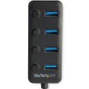 Image de StarTech.com Hub USB 3.0 4 Ports -USB-A vers 4x USB 3.0 Type-A avec 1x Interrupteur On/Off par Port- SuperSpeed USB 3.2 Gen 1 (5Gbps) - Alimenté par Bus - Portable - Câble 25 c ... (HB30A4AIB)