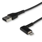 Image de StarTech.com Câble USB-A vers Lightning Noir Robuste 2m Coudé à 90° - Câble de Charge/Synchronisation USB Type A vers Lightning en Fibre Aramide Robuste et Résistante - Cert ... (RUSBLTMM2MBR)