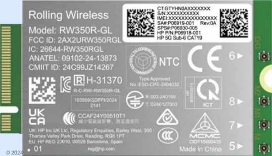 Image de HP 5G Sub-6 WWAN carte et adaptateur d'interfaces Interne (B8BD4AA)
