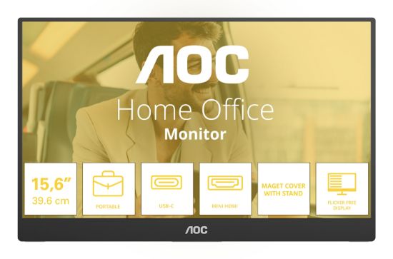 Image de AOC téléviseur et moniteur portables Moniteur portable Noir 39,6 cm (15.6") LED 1920 x 1080 pixels (16T20E2)
