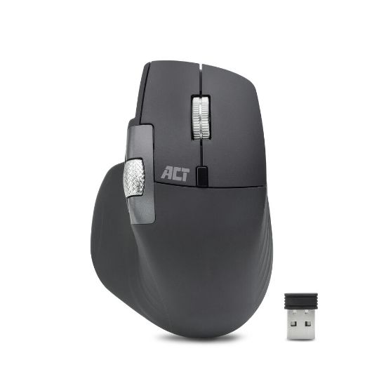 Image de ACT Souris sans fil multi-connexion Bluetooth et récepteur USB, rechargeable, 4800 DPI avec clic silencieux, molette de défilement rapide et molette de défilement au pouce, écolog ... (AC5147)