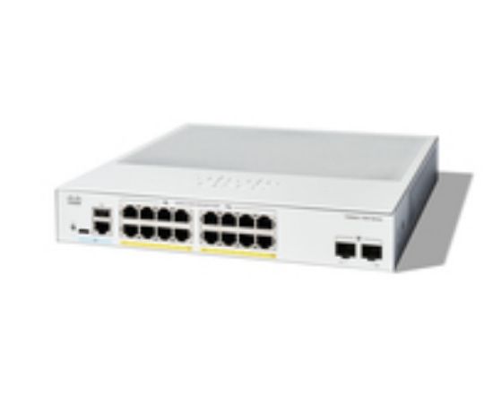 Image de Cisco Catalyst 1300-16FP-2G Managed, 16 Port GE, Full PoE, 2x1GE SFP, Limited Lifetime Protection Switch - Blanc (C1300-16FP-2G)
