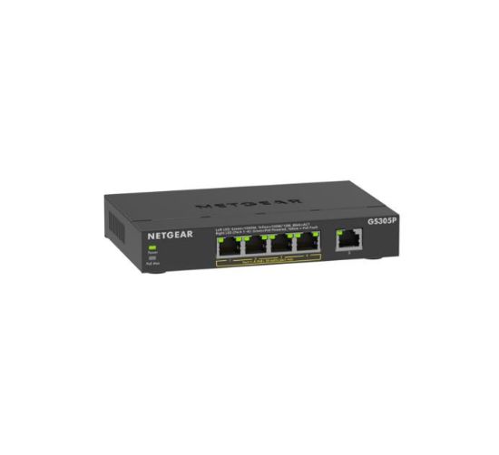 Image de NETGEAR GS305Pv3 Non-géré Gigabit Ethernet (10/100/1000) Connexion Ethernet, supportant l'alimentation via ce port (PoE) Noir (GS305P-300EUS)