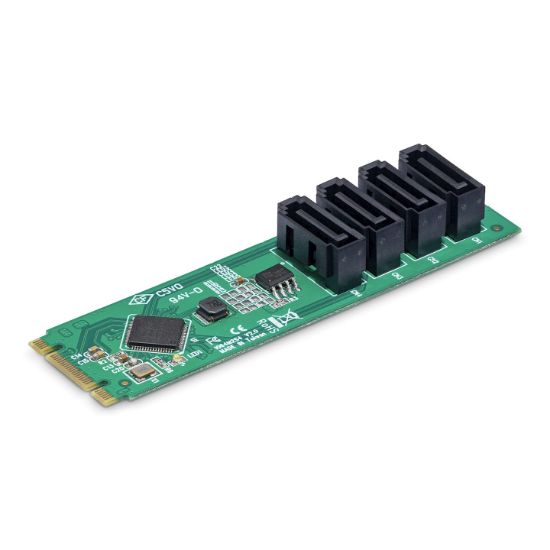 Image de StarTech.com Carte Adaptateur M.2 vers SATA à 4 Ports, Carte Extension M.2 PCIe 3.0 vers HDD/SSD SATA, Chipset ASM1064, M.2 NVMe vers 4x HDD/SSD pour Windows/macOS/Lin ... (4P-SATA-M2-ADAPTER)