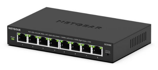 Image de NETGEAR GS308E Géré L2/L3 Gigabit Ethernet (10/100/1000) Noir (GS308E-400EUS)