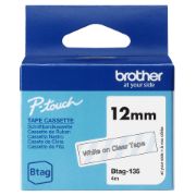 Image de Brother ruban d'étiquette Blanc sur transparent (BTAG-135)