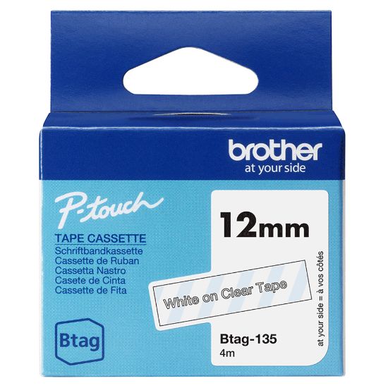 Image de Brother ruban d'étiquette Blanc sur transparent (BTAG-135)