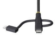 Image de StarTech.com Câble de Charge USB de 1m Robuste, USB vers Lightning/Micro-USB/USB-C, Certifié Apple MFi, Gaine en Aramide, Cordon de Charge USB Universel 3-en-1 pour iPhone/iPa ... (RLTCUB1MBK)