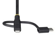 Image de StarTech.com Câble de Charge USB de 1m Robuste, USB vers Lightning/Micro-USB/USB-C, Certifié Apple MFi, Gaine en Aramide, Cordon de Charge USB Universel 3-en-1 pour iPhone/iPa ... (RLTCUB1MBK)