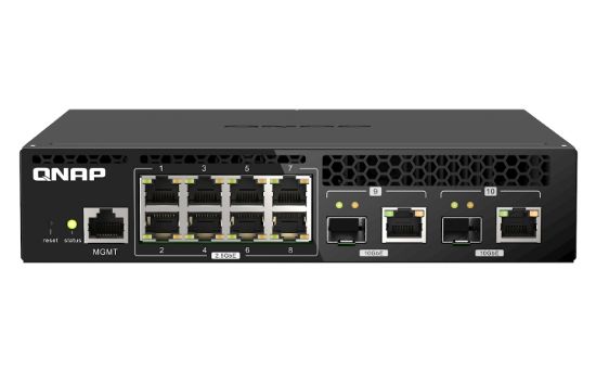 Image de QNAP commutateur réseau Géré L2 2.5G Ethernet (100/1000/2500) Connexion Ethernet, supportant l'alimentation via ce port (PoE) Noir (QSW-M2108R-2C)