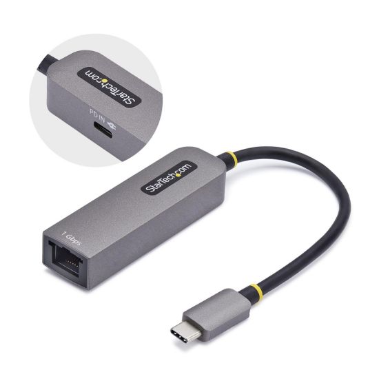 Image de StarTech.com Adaptateur USB-C vers Ethernet, NIC, 100W PD Pass-Through, Adaptateur Réseau USB 3.0 Type-C 1Gbps Multi Speed, Compatible Thunderbolt, Windows & Mac (1GPD3-USB-C-ETHERNET)