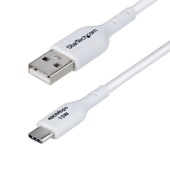 Image de StarTech.com Câble de Charge USB-A vers USB-C de 2m, Charge et Synchronisation, 3A, USB 2.0, Gaine TPE - Cordon de Charge USB Blanc (USB2AC2MNCWHE)