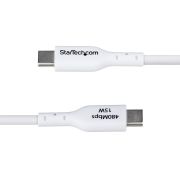 Image de StarTech.com Câble de Charge USB-A vers USB-C de 2m, Charge et Synchronisation, 3A, USB 2.0, Gaine TPE - Cordon de Charge USB Blanc (USB2AC2MNCWHE)