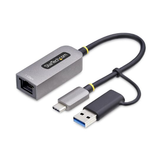 Image de StarTech.com Adaptateur USB-C vers Ethernet avec Dongle USB-A, 10/100/1000Mbps, Adaptateur Réseau USB 3.0 vers Gigabit Ethernet, Câble de 15cm, Adaptateur USB GbE (C21GA-USB-ETHERNET)