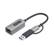 Image de StarTech.com Adaptateur USB-C vers Ethernet avec Dongle USB-A, 10/100/1000Mbps, Adaptateur Réseau USB 3.0 vers Gigabit Ethernet, Câble de 15cm, Adaptateur USB GbE (C21GA-USB-ETHERNET)