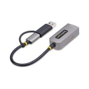 Image de StarTech.com Adaptateur USB-C vers Ethernet avec Dongle USB-A, 10/100/1000Mbps, Adaptateur Réseau USB 3.0 vers Gigabit Ethernet, Câble de 15cm, Adaptateur USB GbE (C21GA-USB-ETHERNET)